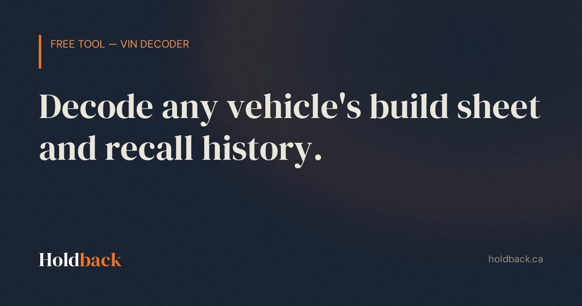 Free VIN Decoder: Look Up Any Vehicle | Holdback